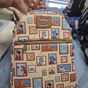 Loungefly Disney Dog Print Backpack - Cream and Brown